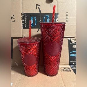 BNWT Starbucks Red Jeweled Tumblers Set